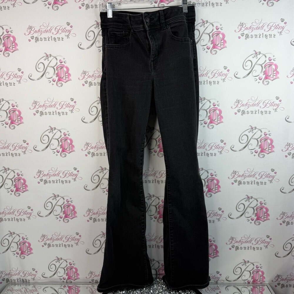 American Eagle Outfitters jeans denim dark black Charcoal Black Flared Jeans